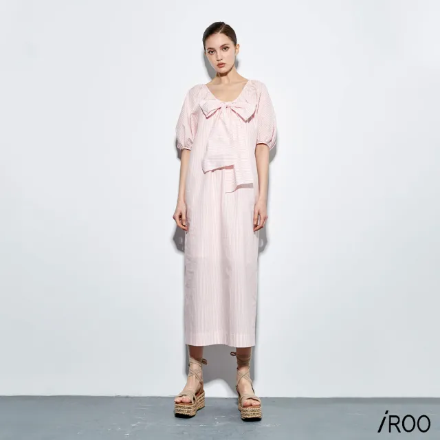 【iROO】澎袖結飾洋裝