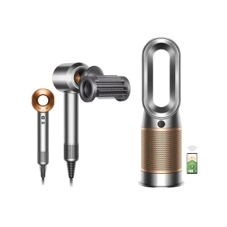 【dyson 戴森】HP09 三合一甲醛偵測涼暖空氣清淨機 循環風扇(鎳金色) + HD15 吹風機 (銀銅色)(超值組)