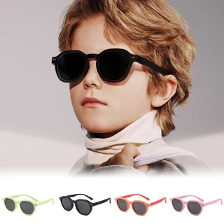 【ALEGANT】休閒時尚6-13歲兒童專用輕量矽膠彈性太陽眼鏡(台灣品牌100% UV400圓框偏光墨鏡)