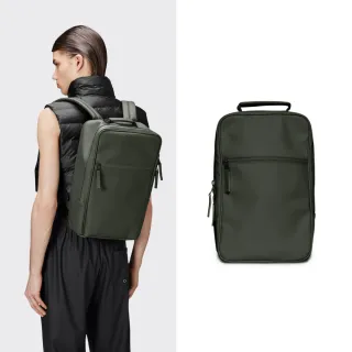 【RAINS官方直營】Book Backpack 基本款防水通勤後背包(Green 森林綠)