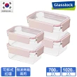【Glasslock】韓國製強化玻璃微波保鮮盒 櫻花粉晶透款4入組(兩款任選)