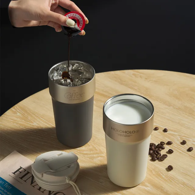 【Holoholo】LATTE 咖啡吸管保溫不鏽鋼拿鐵杯 500ml／3色(吸管杯、咖啡杯、保溫杯、不鏽鋼)