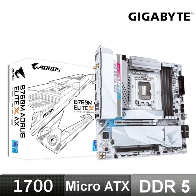 【GIGABYTE 技嘉】3件組★ B760M AORUS ELITE X AX 主機板+Intel Core i9-14900KF CPU+MSI M240 水冷風扇