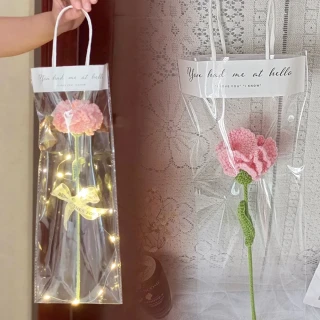派對佈置康乃馨編織花提袋1組-送銅線燈(花束 生日氣球 派對佈置 母親節 媽媽節 花束 禮物 裝飾 布置)