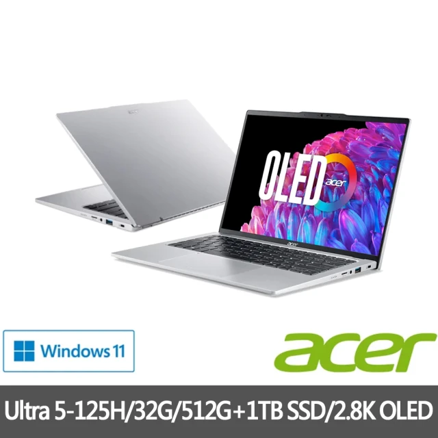 ACER 宏碁Acer 宏碁 特仕版 14吋輕薄效能AI筆電(Swift Go/SFG14-73-57U5/Ultra 5-125H/32G/512G+1TB SDD/OLED)