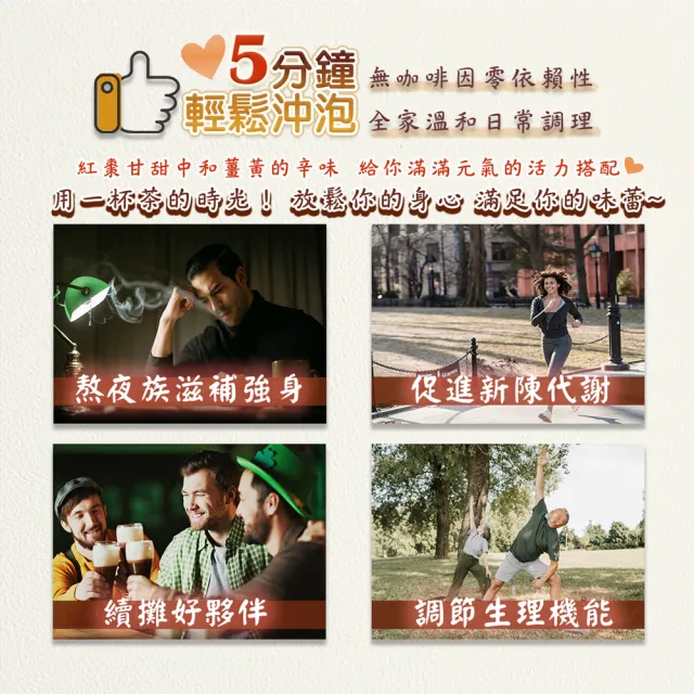 【蔘大王】薑黃紅棗正甘茶包X1組（6gX10入/組）(養生無咖啡因 薑黃素滋補強身 甘草調整體質)