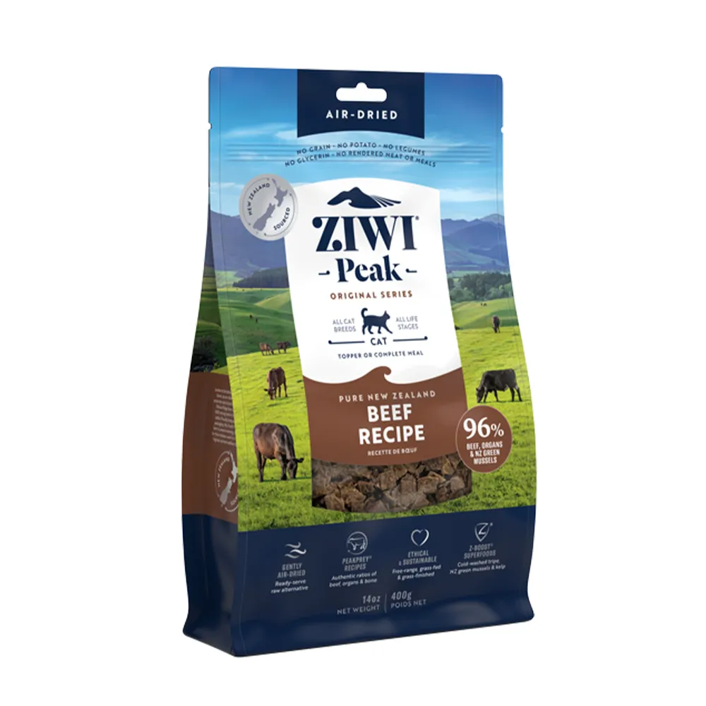 【ZIWI巔峰】鮮肉貓糧-牛肉 400g 3件組(貓飼料/全齡貓/寵物食品/生食/肉片)