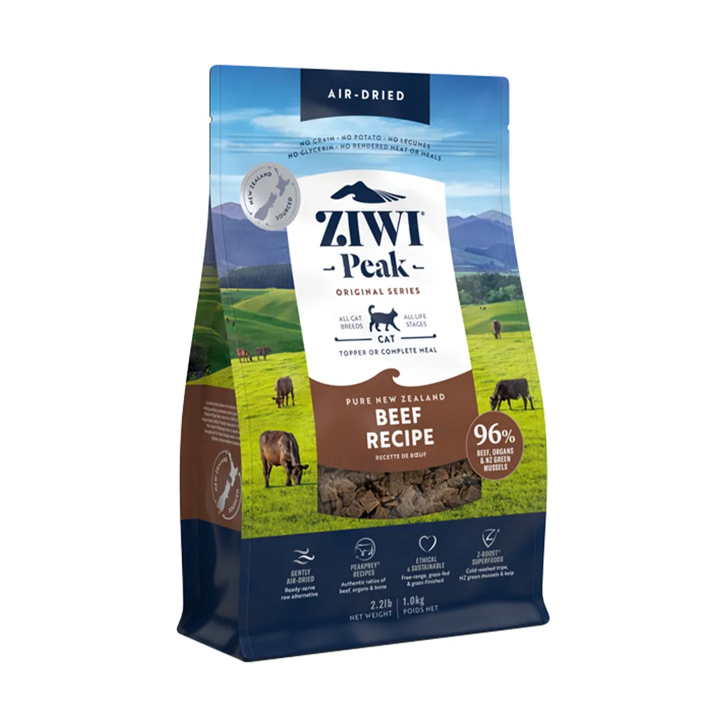 【ZIWI巔峰】鮮肉貓糧-牛肉  1kg 4件組(貓飼料/全齡貓/寵物食品/生食/肉片)