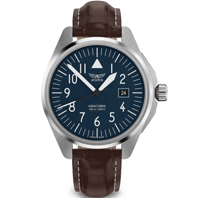 【AVIATOR 飛行員】AIRACOBRA P43 TYPE A 飛行風格 腕錶 手錶 男錶 藍色(V.1.38.0.317.4)