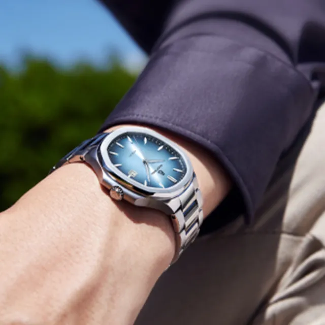 【E.BOREL 依波路】復古系列 縱橫四海 圓弧八角形機械錶-漸層藍42.5mm(N0404G0L-MS6S 防水30米)