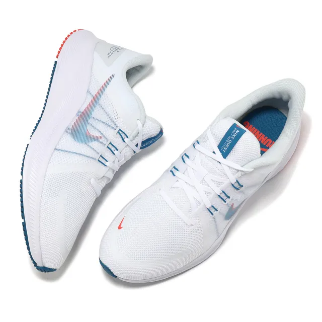 【NIKE 耐吉】慢跑鞋 Quest 4 男鞋 白 藍 橘 透氣 緩震 運動鞋(DA1105-101)