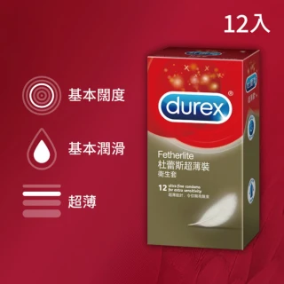 【Durex 杜蕾斯】超薄裝保險套1盒(12入 保險套/保險套推薦/衛生套/安全套/避孕套/避孕)