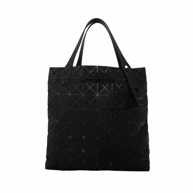 ISSEY MIYAKE 三宅一生 BAOBAO 側凹折尼龍幾何方格8x9手提包(霧面黑)