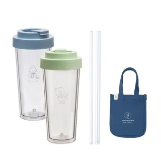【Oolab 良杯製所】陪伴系列Ecozen透明雙層杯750ml 陪伴簡約隨行組(透明杯+提袋)