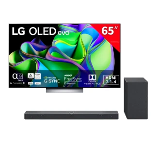 【LG 樂金】65型OLED evo C3極致系列 4K AI物聯網智慧電視(OLED65C3PSA)+LG 超維度6D立體聲霸(SC9S)超值組