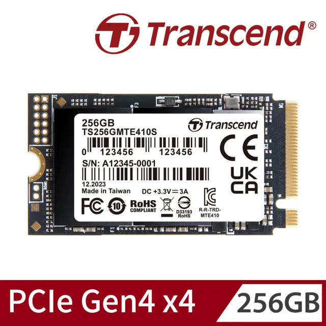 【Transcend 創見】MTE410S 256GB M.2 2242 PCIe Gen4x4 SSD固態硬碟(TS256GMTE410S 新舊包裝隨機出貨)