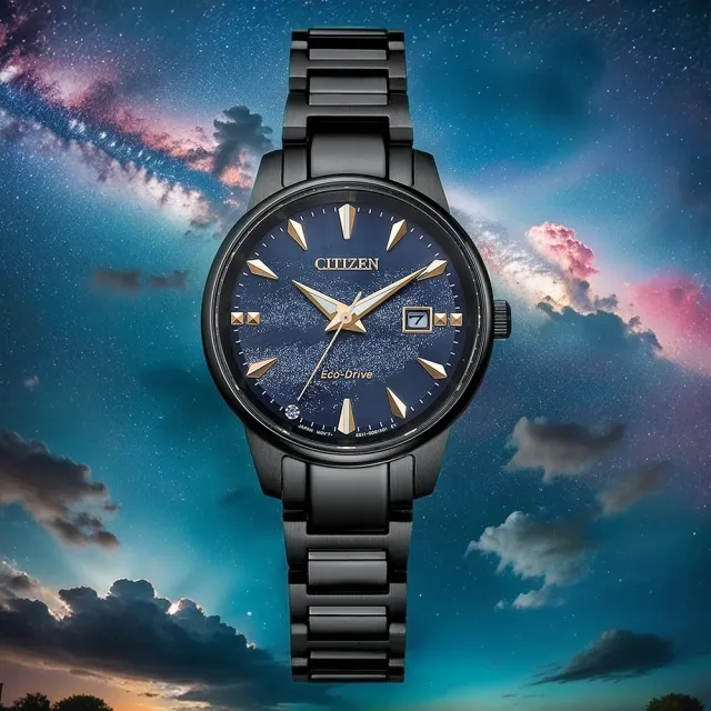 【CITIZEN 星辰】天川銀河 光動能情侶手錶 對錶 送行動電源(BM7595-89L+EW2595-81L)