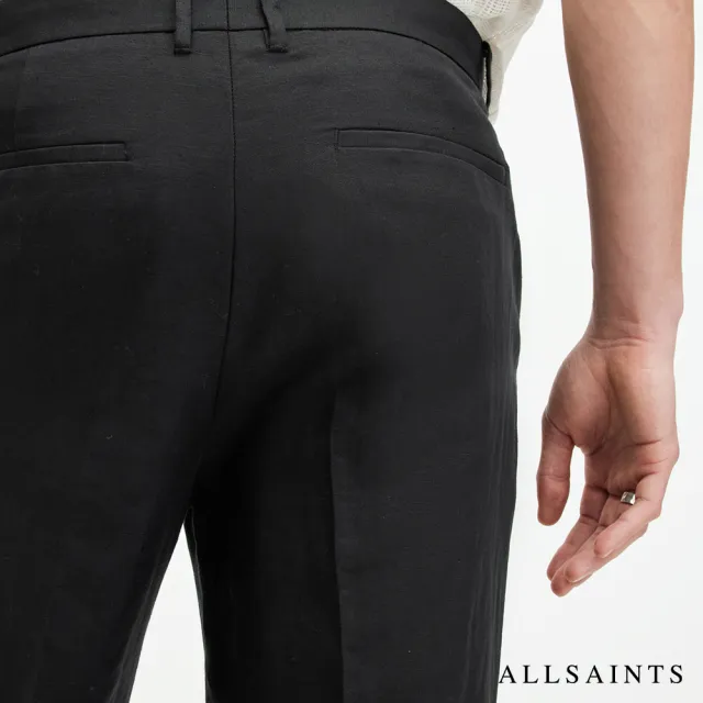 【ALLSAINTS】CROSS TALLIS 亞麻打摺中腰九分西裝褲-黑色 M006TA(修身版型)