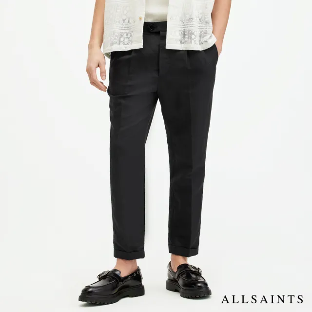 【ALLSAINTS】CROSS TALLIS 亞麻打摺中腰九分西裝褲-黑色 M006TA(修身版型)