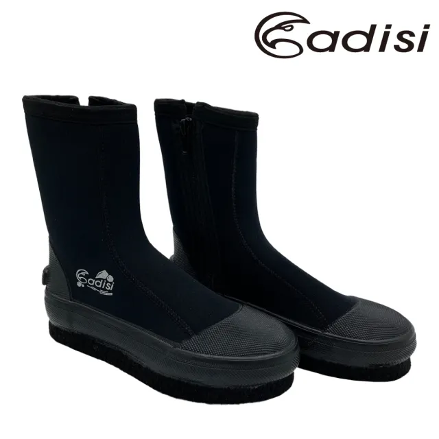 【ADISI】長筒防滑鞋/黑色/短橡膠片/AS24010(18~22 溯溪 浮潛 潛水 止滑 菜瓜布鞋)