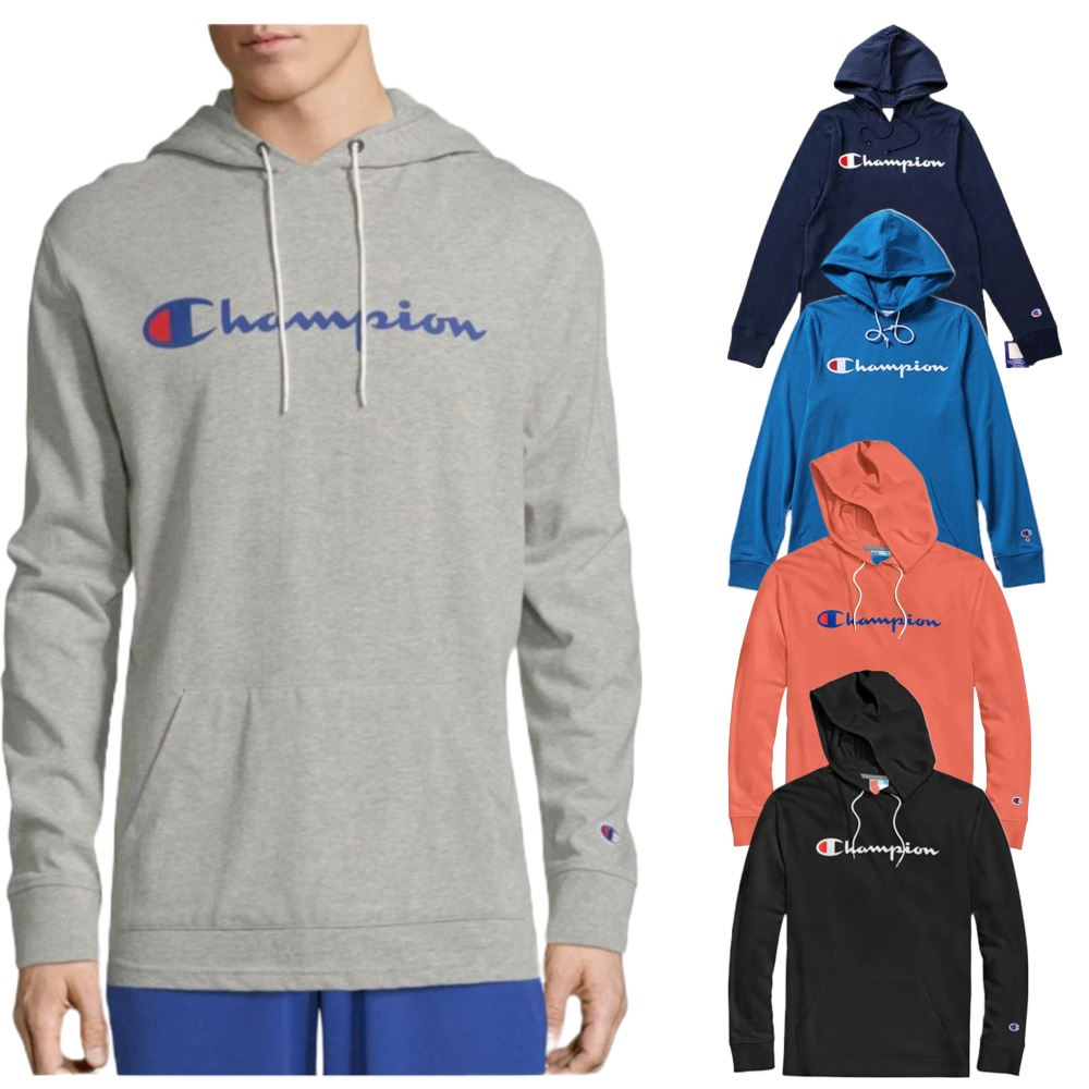 【Champion】冠軍 草寫印刷logo 春秋薄款 長袖 帽T(美國進口平行輸入)