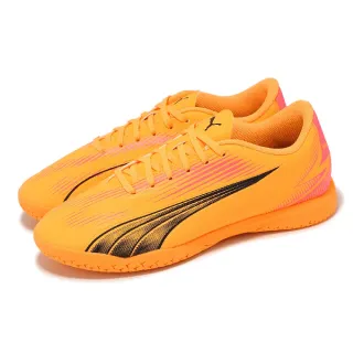 【PUMA】足球鞋 Ultra Play IT JR 中童 橘黃 粉 小朋友 輕量 皮革 運動鞋(107780-03)