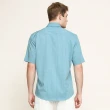 【oillio 歐洲貴族】男裝 短袖口袋襯衫 萊卡彈力 透氣吸濕排汗 條紋襯衫(藍色 法國品牌)