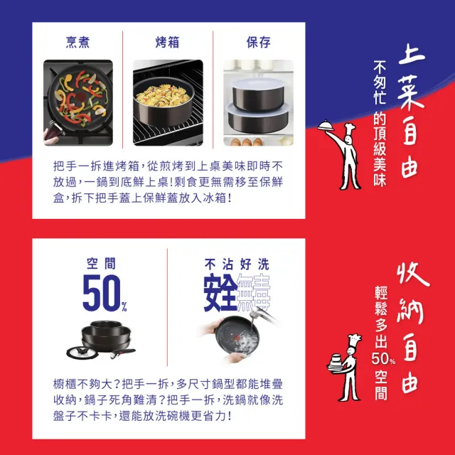 【Tefal 特福】法國製巧變精靈系列16CM不沾鍋湯鍋-焦糖棕