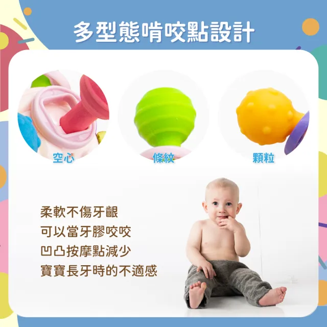 【OhBabyLaugh】原子手抓球(幼兒玩具/感覺啟蒙/安全牙膠/磨牙棒/咬咬樂/固齒器/手抓球/手指球/曼哈頓球)