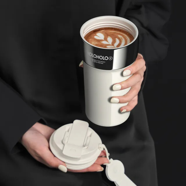 【Holoholo】LATTE 2.0 咖啡吸管保溫拿鐵杯-升級內陶瓷塗層 500ml／3色(吸管杯、陶瓷塗層、保溫杯、咖啡杯)