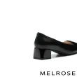 【MELROSE】美樂斯 質感飾釦牛油皮方頭高跟鞋(黑)
