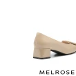 【MELROSE】美樂斯 質感飾釦牛油皮方頭高跟鞋(米)