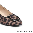 【MELROSE】美樂斯 質感飾釦豹紋布方頭高跟鞋(豹紋)