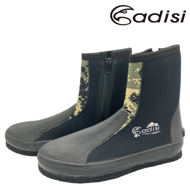 【ADISI】長筒防滑鞋/黑-數位迷彩/長橡膠片/AS24010(23~29 溯溪 浮潛 潛水 止滑 菜瓜布)