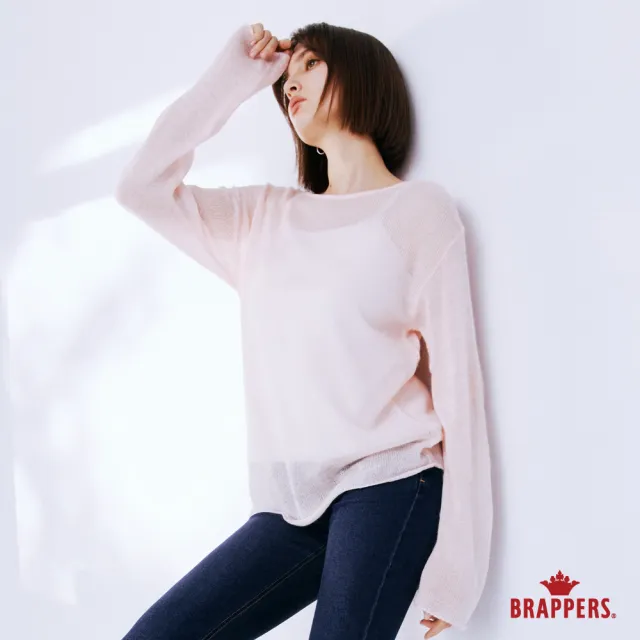 【BRAPPERS】女款 馬海毛透膚線衫(粉)