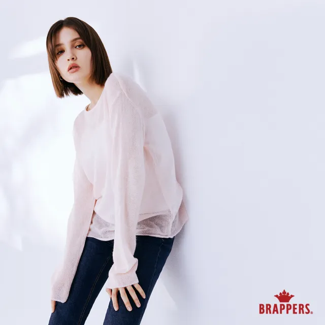【BRAPPERS】女款 馬海毛透膚線衫(粉)