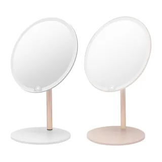 【QLZHS】桌面LED高清日光化妝鏡 三色燈補光鏡 桌面梳妝鏡 宿舍美妝鏡(上妝無色差 底座可收納)