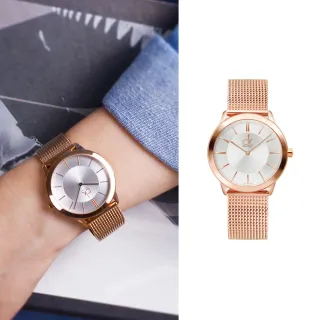 【Calvin Klein 凱文克萊】Minimal系列 經典簡約白面 玫瑰金殼 米蘭錶帶 CK錶 母親節(K3M22626)
