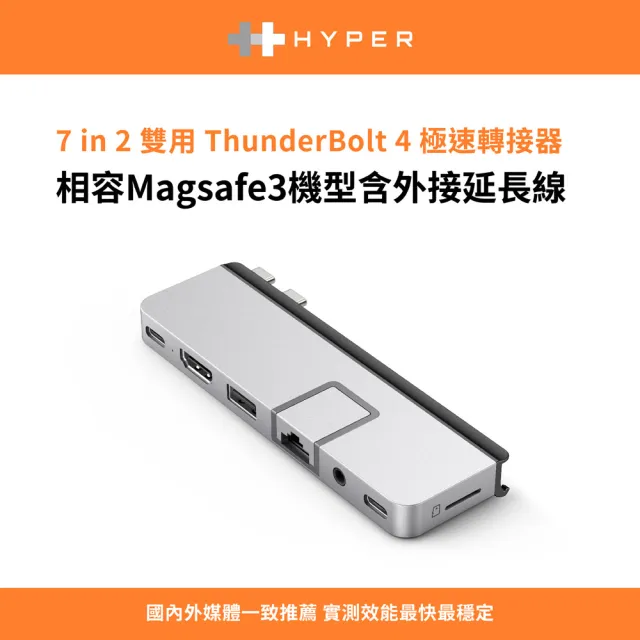 【HyperDrive】7-in-2 USB-C Hub（Magsafe）-銀(適用M1/M2/M3)