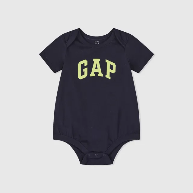 【GAP】嬰兒裝 Logo純棉圓領短袖包屁衣-多色可選(891712)