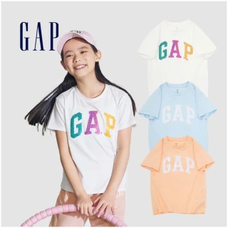 【GAP】女童裝 Logo純棉趣味圓領短袖T恤-多色可選(890374)