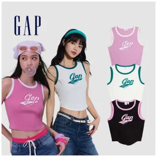 【GAP】女裝 Logo印花羅紋短版圓領背心-多色可選(873961)