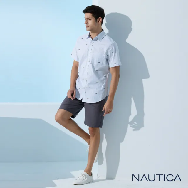 【NAUTICA】男裝 COOL MAX經典素面休閒短褲(深灰)