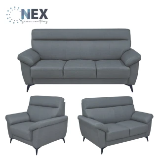 【NEX】經典寬敞 1+2+3整組 耐抓皮 鐵灰沙發(皮沙發/沙發/多人位沙發)