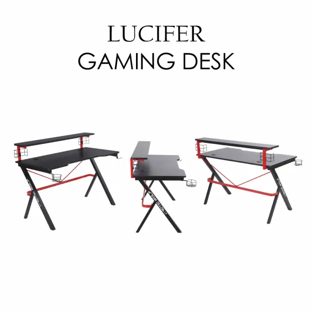 【E-home】Lucifer晨星碳纖維全方位電競桌-黑色(書桌 工作桌 書桌)