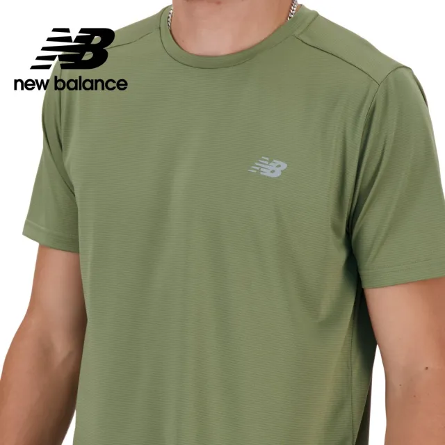 【NEW BALANCE】NB 輕量透氣短袖上衣_男性_綠色_MT41222DEK(美版 版型偏大)