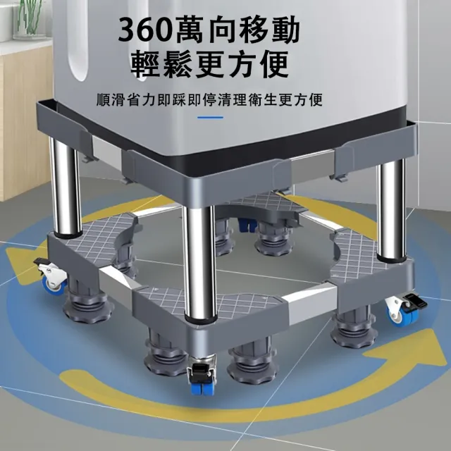 【SUNHO三禾】加厚洗衣機底座 可移動雙層支架 可伸縮調節洗衣機台座托架(洗衣機底座 雙層4剎車23公分高)