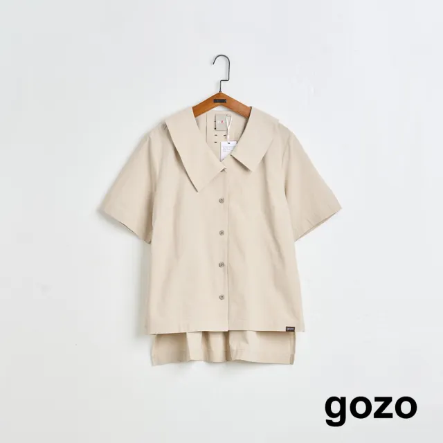 【gozo】MOMO獨家款★限量開賣 造型領前短後長短袖襯衫(兩色)