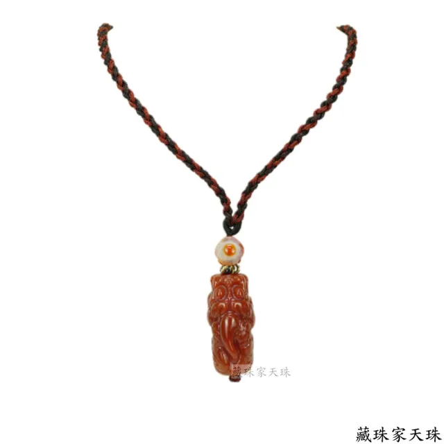 【藏珠家】紅玉髓龍拱珠天珠項鍊