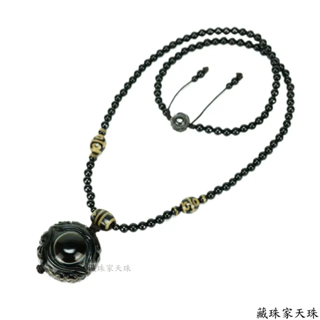 【藏珠家】精品級38mm財咒天眼+十字金剛杵鈣化天珠項鍊
